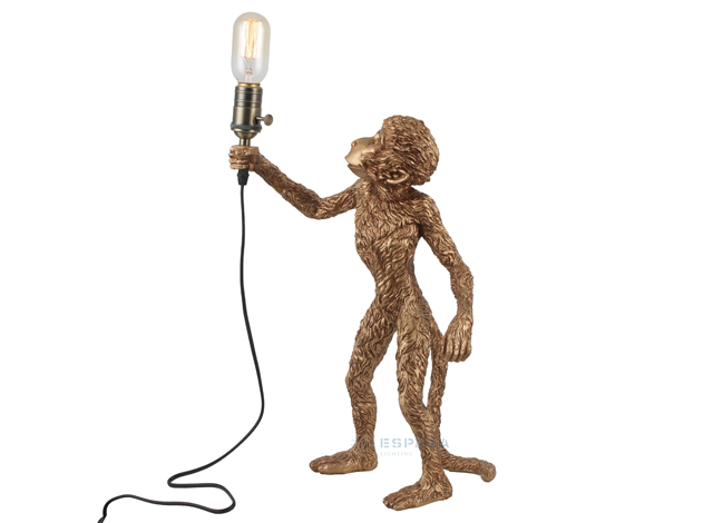 Antique Gold Monkey Table Lamp