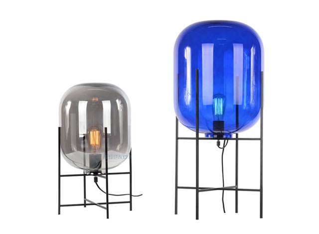 Modern Glass Shade Iron Frame Table Lamp